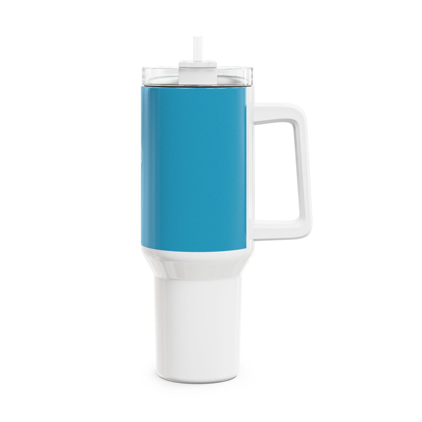 Stylish 40oz Tumbler with Straw - turquoise & white