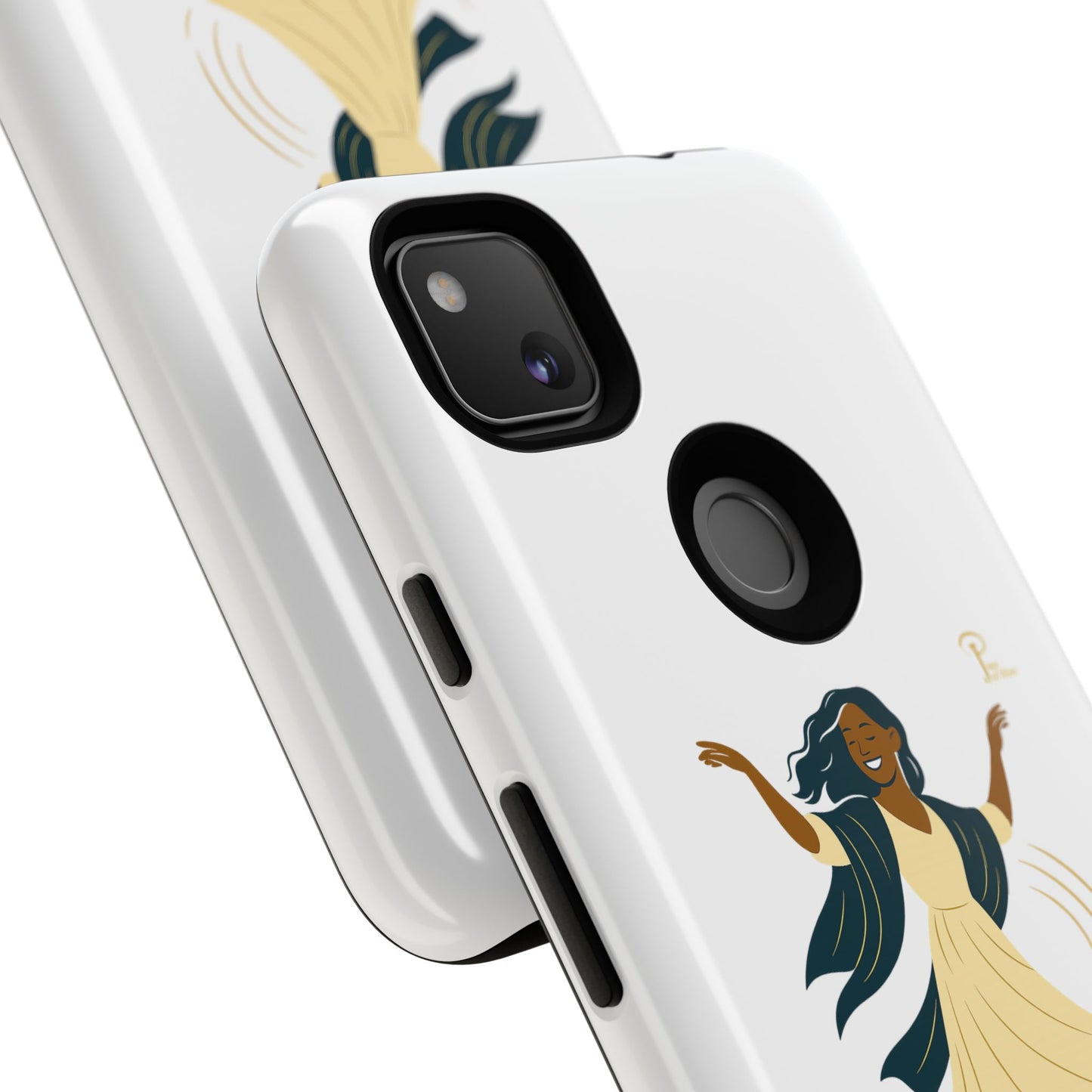 Brille discrètement - Chic Phone Case with a woman dancing - white