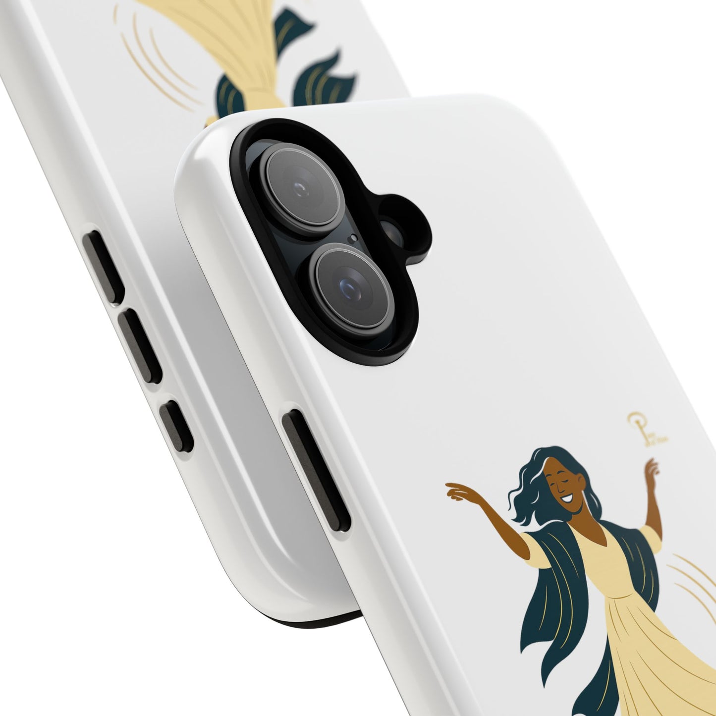 Brille discrètement - Chic Phone Case with a woman dancing - white