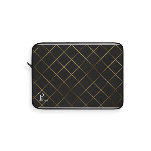 Elegant Black and Gold Laptop Sleeve - black