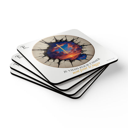 Je viens pour t'aimer - Artistic Cork Coaster Set- white