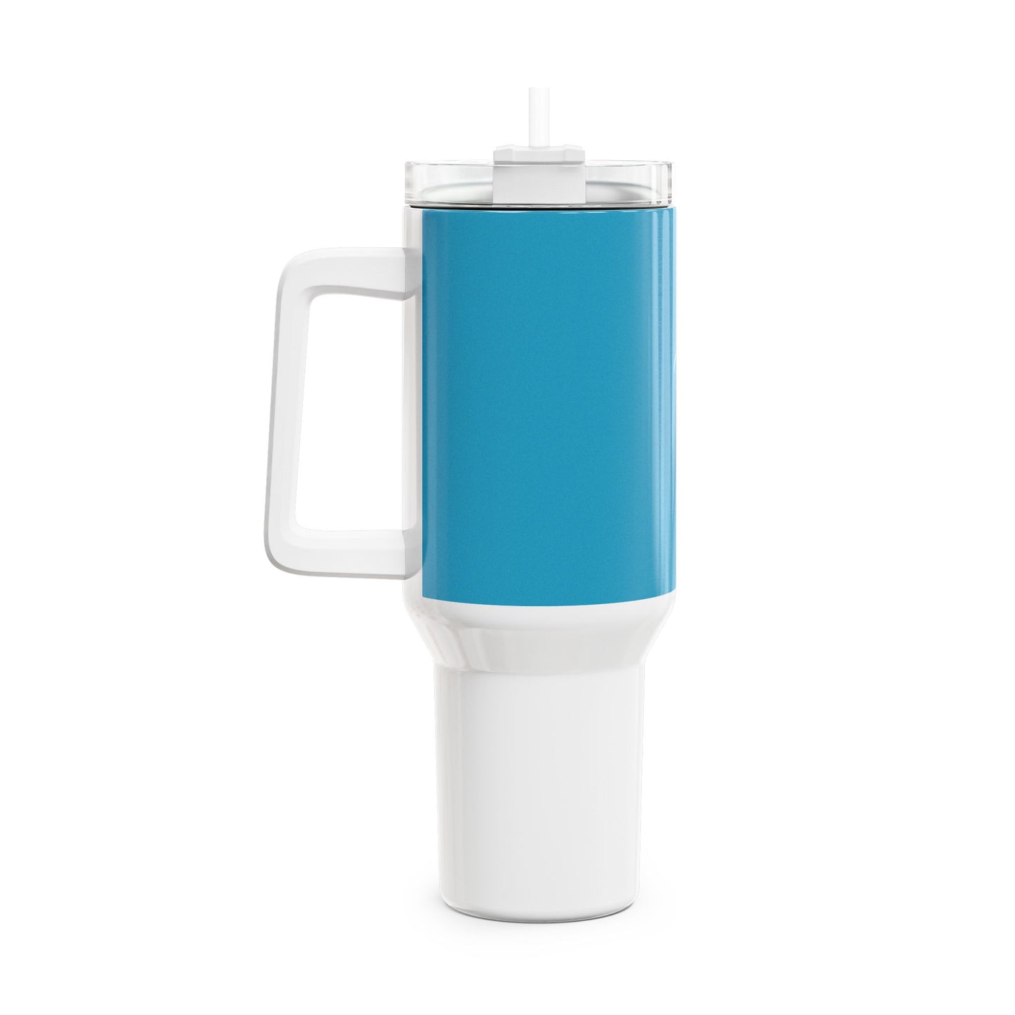 Stylish 40oz Tumbler with Straw - turquoise & white