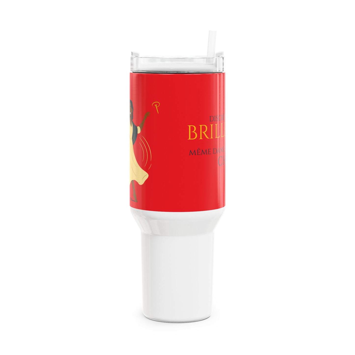 Brille discrètement - 40oz Red tumbler with straw