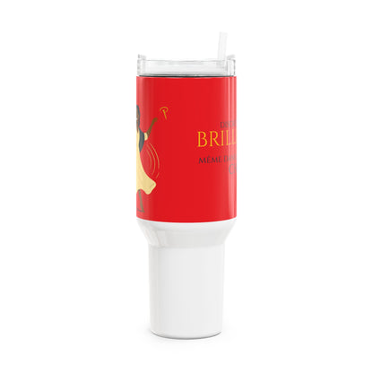 Brille discrètement - 40oz Red tumbler with straw