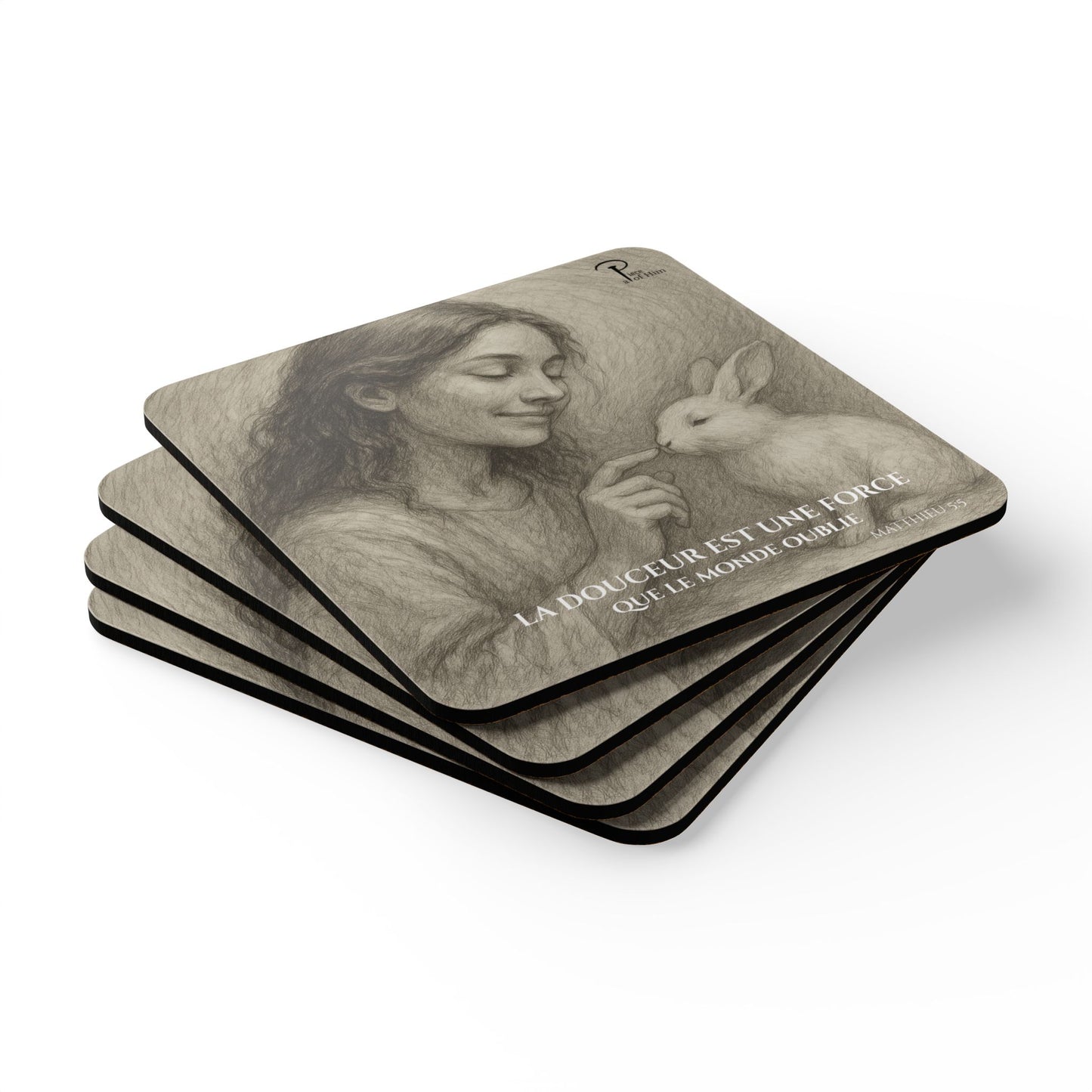 La Douceur Est Une Force - Artistic Cork Coaster Set