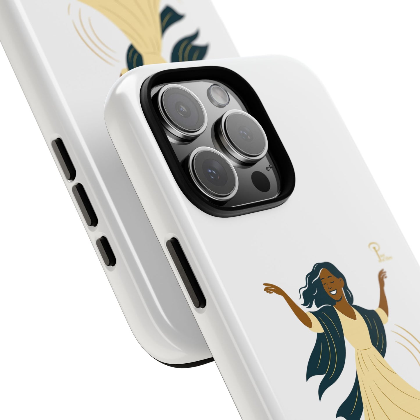 Brille discrètement - Chic Phone Case with a woman dancing - white