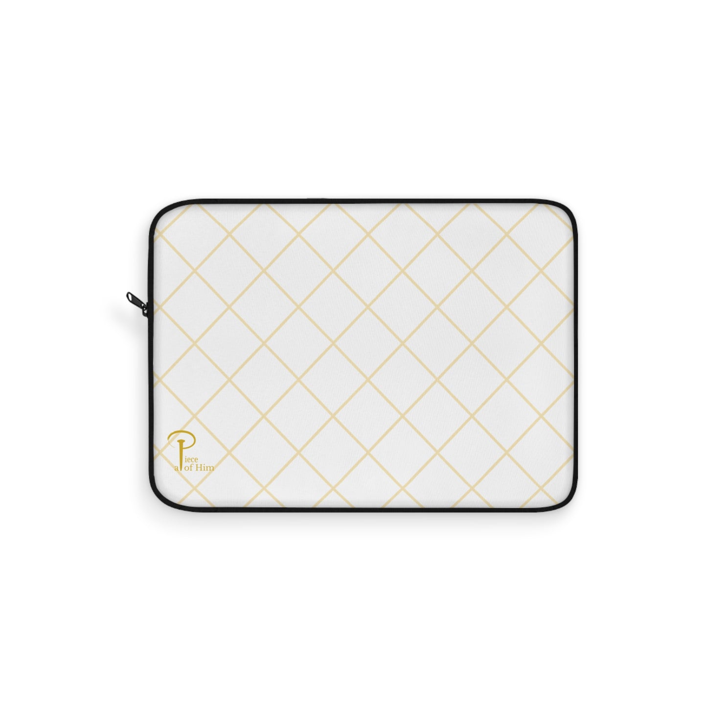 Elegant Black and Gold Laptop Sleeve - white & golden logo