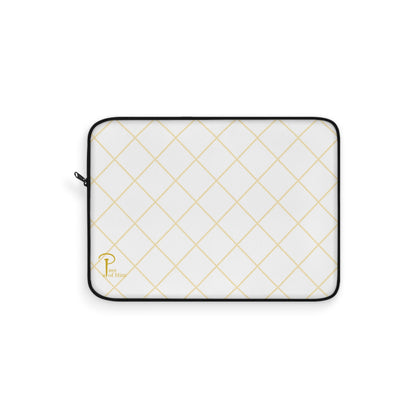 Elegant Black and Gold Laptop Sleeve - white & golden logo