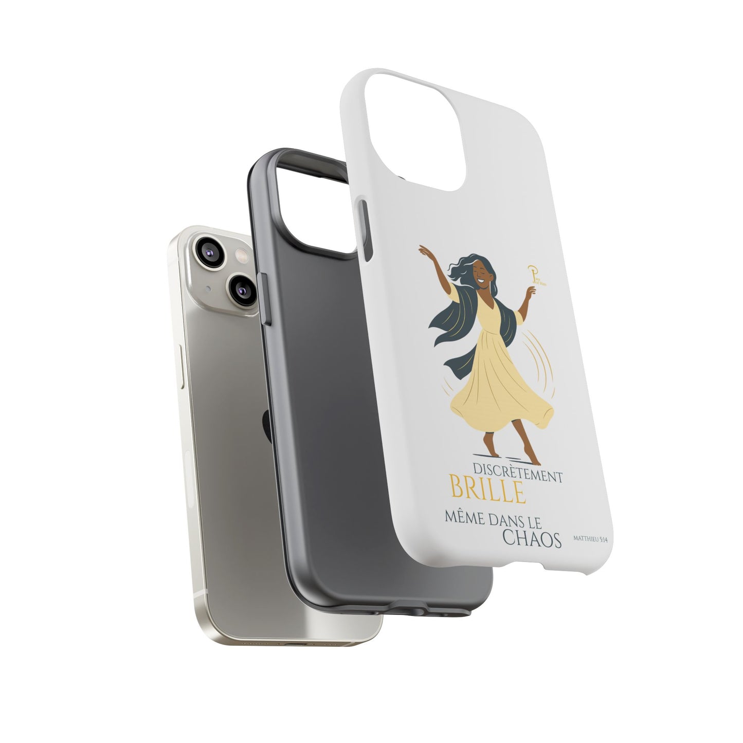 Brille discrètement - Chic Phone Case with a woman dancing - white