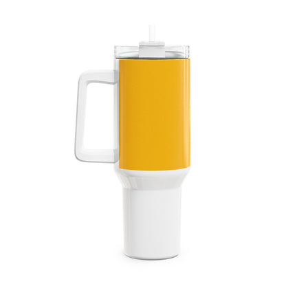 Stylish 40oz Tumbler with Straw - yellow & white