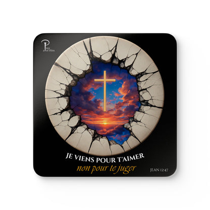 Je viens pour t'aimer - Artistic Cork Coaster Set - black
