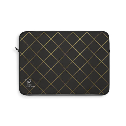 Elegant Black and Gold Laptop Sleeve - black