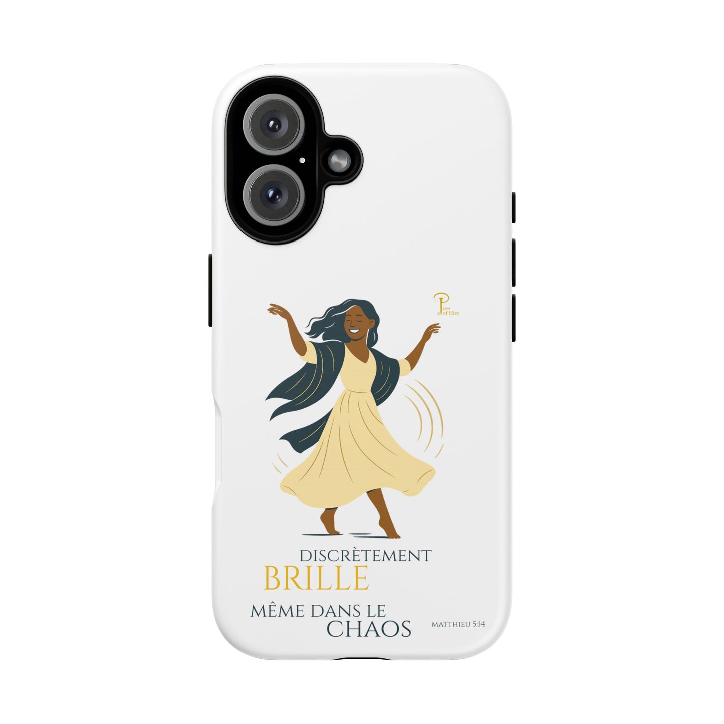 Brille discrètement - Chic Phone Case with a woman dancing - white
