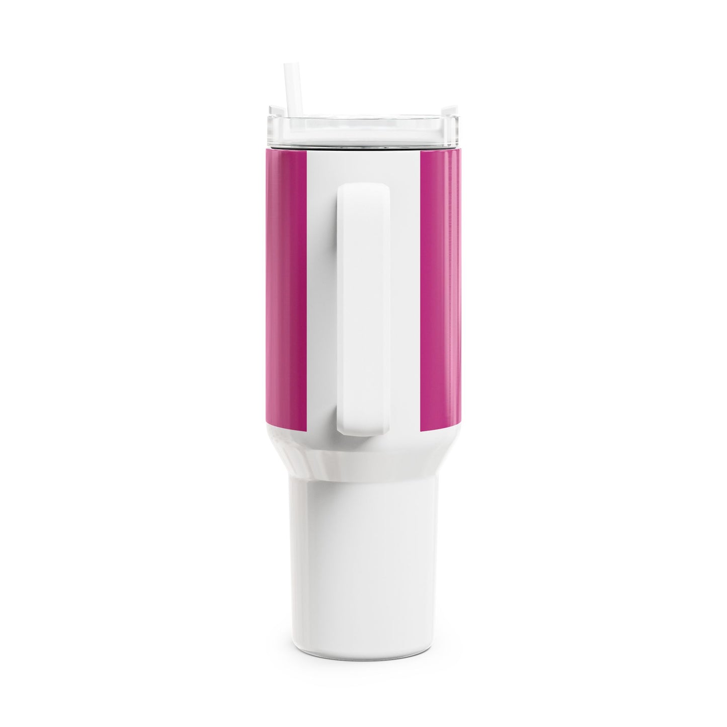 Stylish 40oz Tumbler with Straw - pink & white