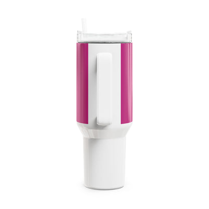 Stylish 40oz Tumbler with Straw - pink & white