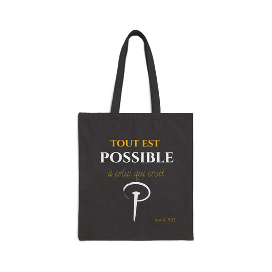 Tout est possible-Cotton Canvas Tote Bag - black