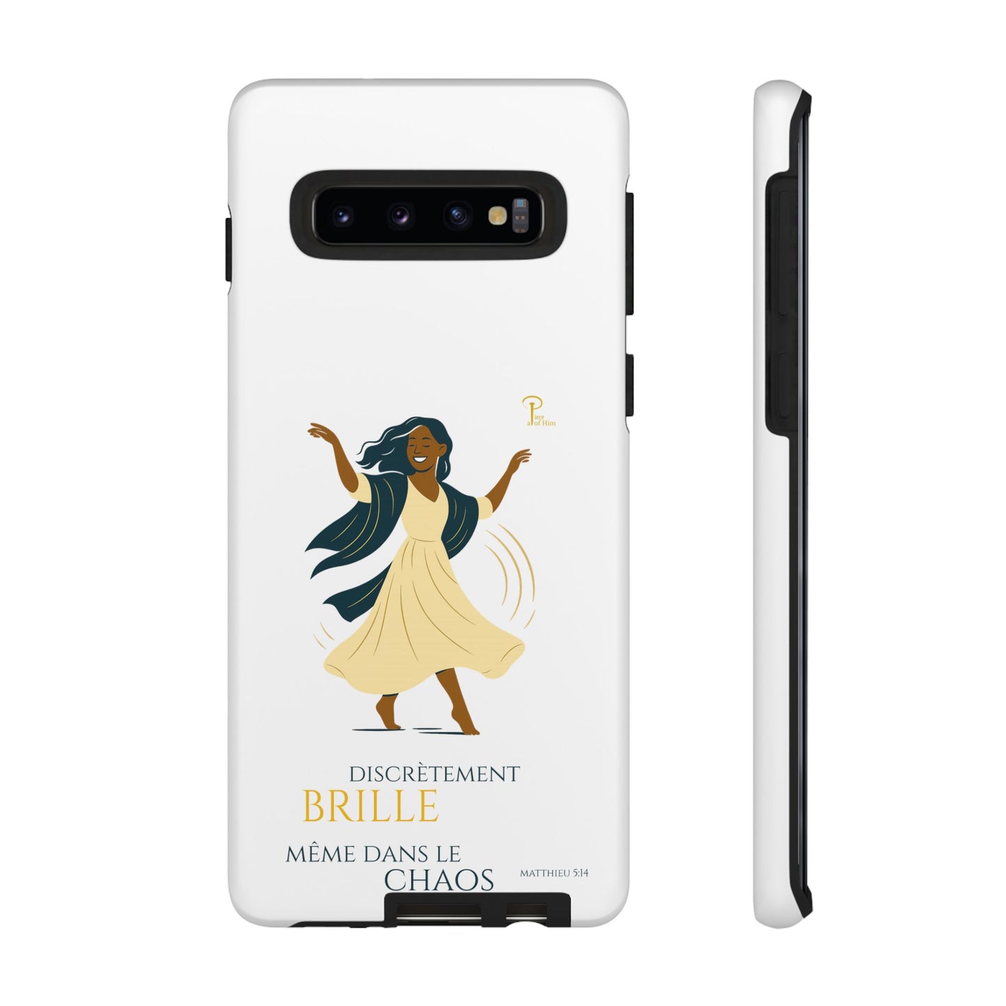 Brille discrètement - Chic Phone Case with a woman dancing - white