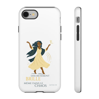Brille discrètement - Chic Phone Case with a woman dancing - white