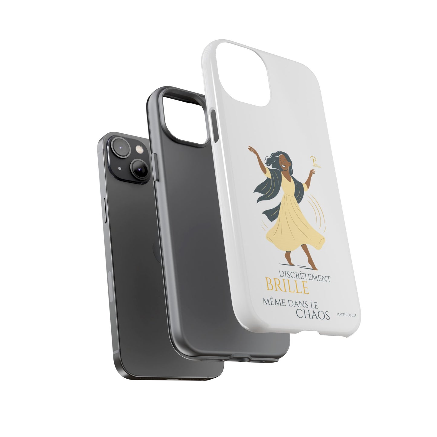 Brille discrètement - Chic Phone Case with a woman dancing - white