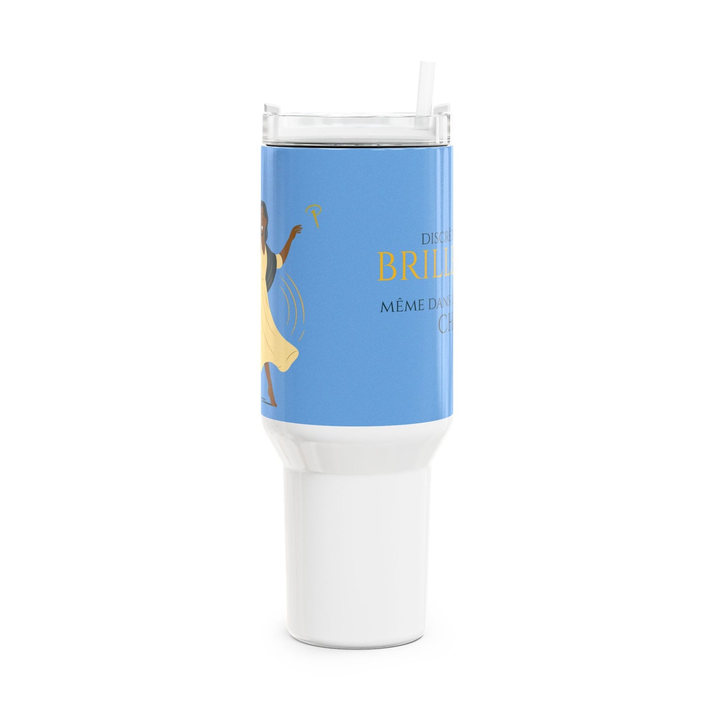 Brille discrètement - 40oz Light blue tumbler with straw