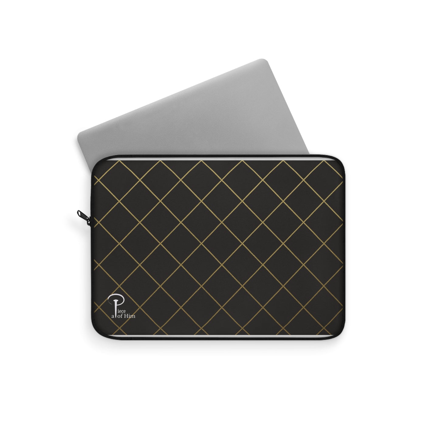 Elegant Black and Gold Laptop Sleeve - black