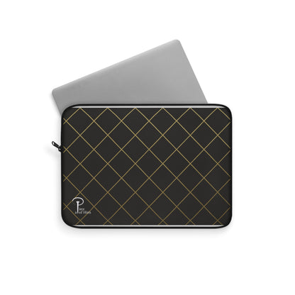 Elegant Black and Gold Laptop Sleeve - black