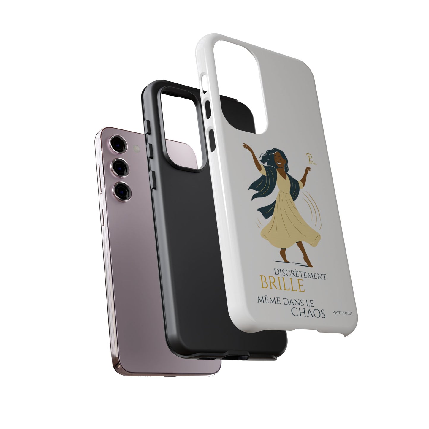 Brille discrètement - Chic Phone Case with a woman dancing - white