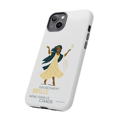 Brille discrètement - Chic Phone Case with a woman dancing - white