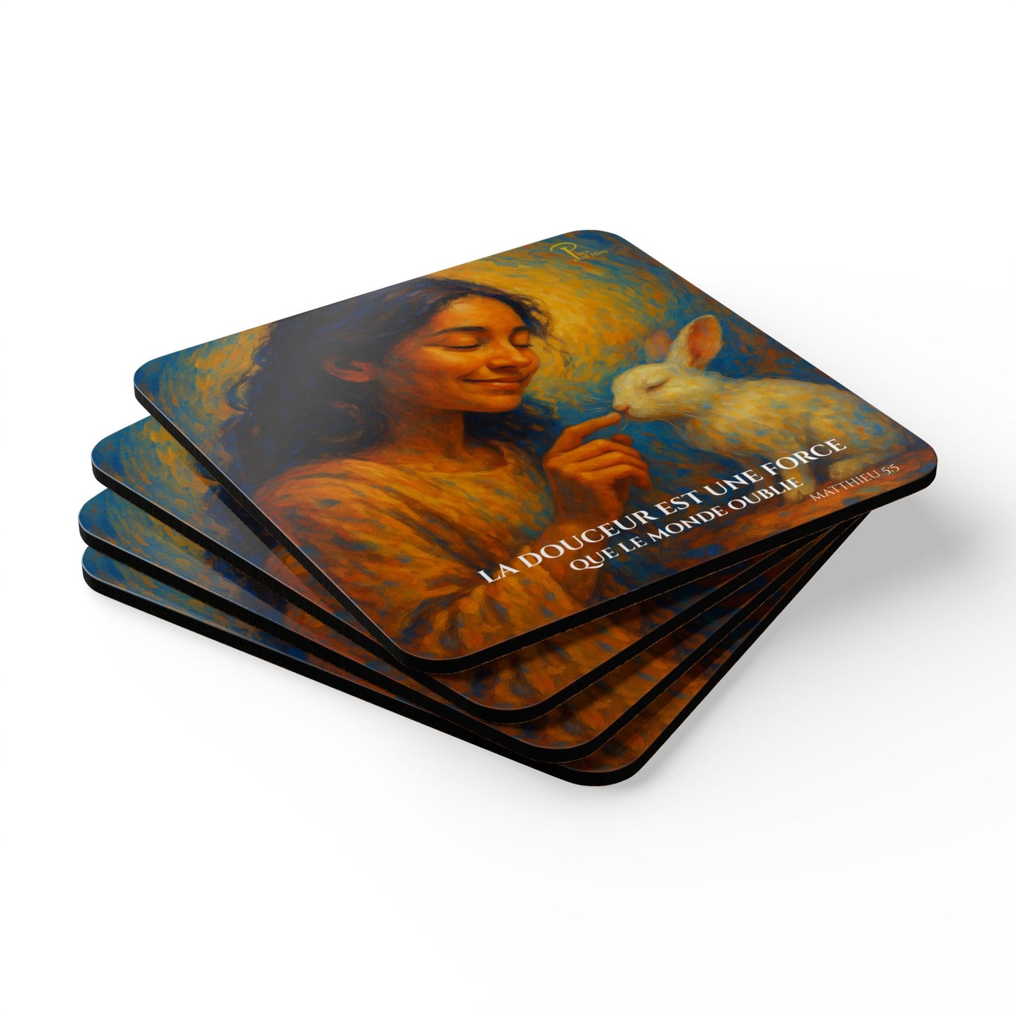 La Douceur Est Une Force - Artistic Cork Coaster Set