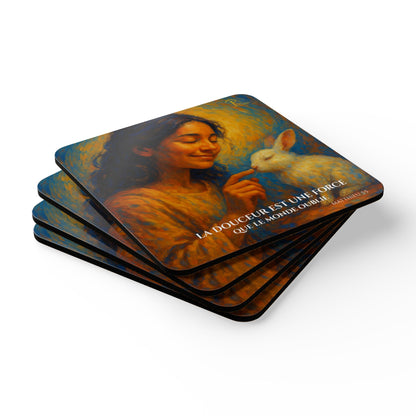La Douceur Est Une Force - Artistic Cork Coaster Set