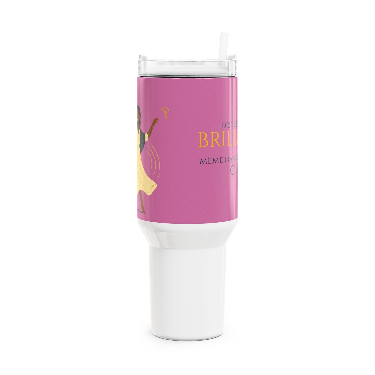 Brille discrètement - 40oz Light pink tumbler with straw