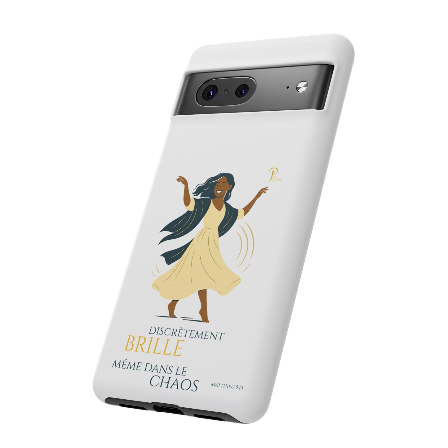 Brille discrètement - Chic Phone Case with a woman dancing - white