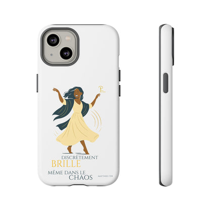 Brille discrètement - Chic Phone Case with a woman dancing - white