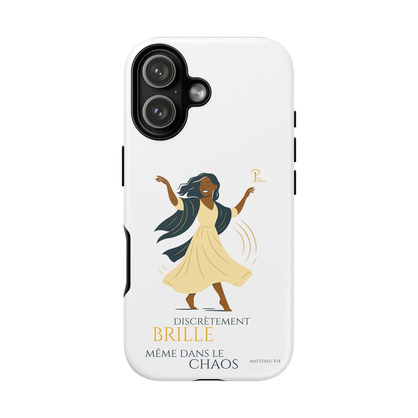Brille discrètement - Chic Phone Case with a woman dancing - white