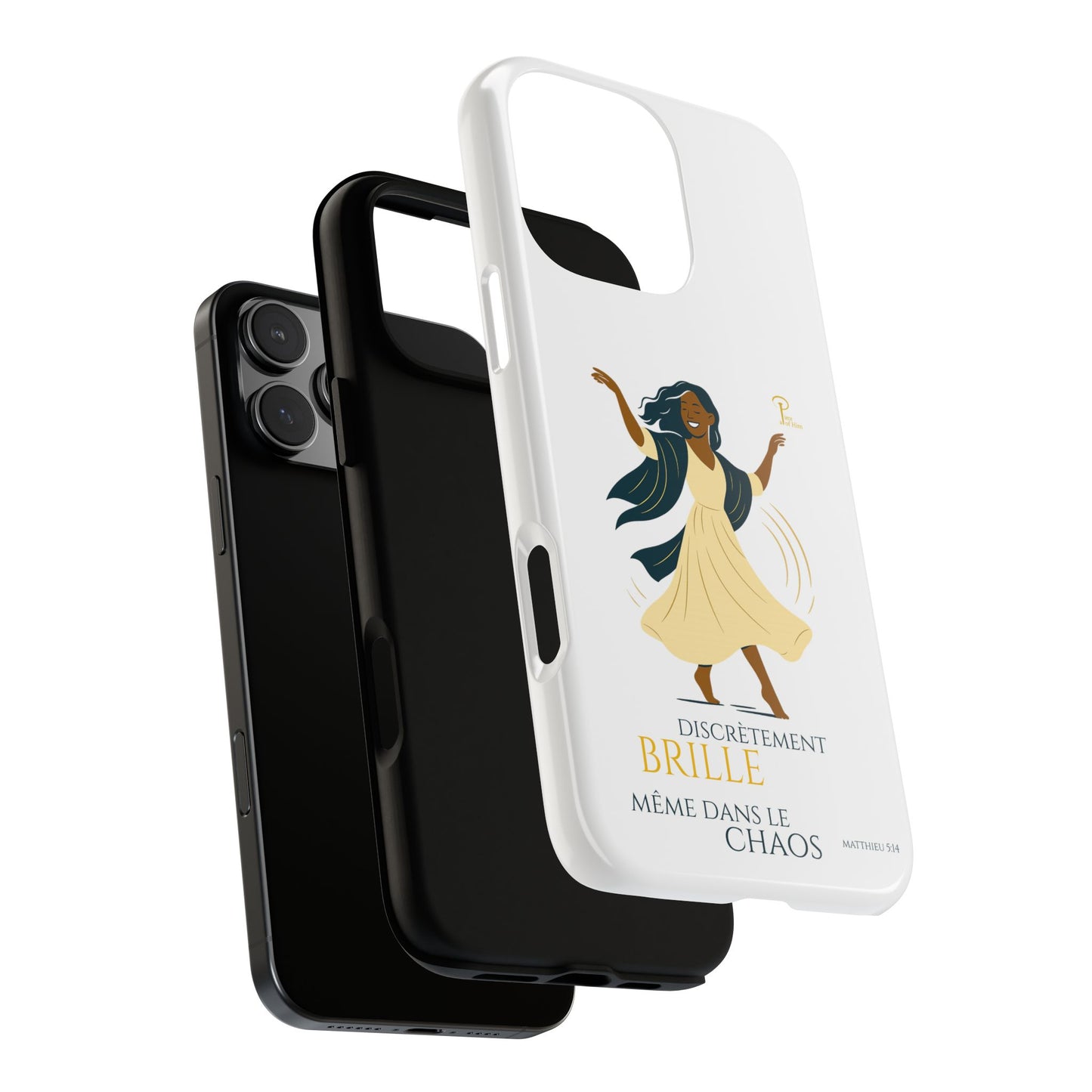 Brille discrètement - Chic Phone Case with a woman dancing - white