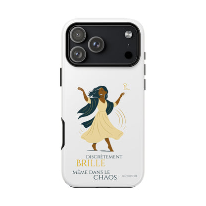 Brille discrètement - Chic Phone Case with a woman dancing - white