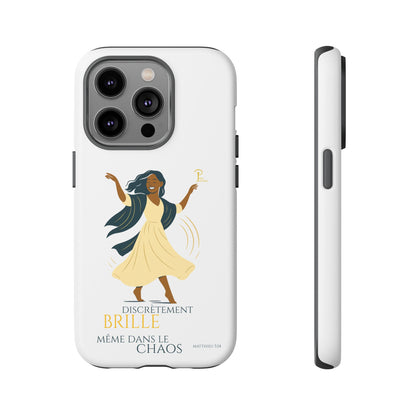 Brille discrètement - Chic Phone Case with a woman dancing - white