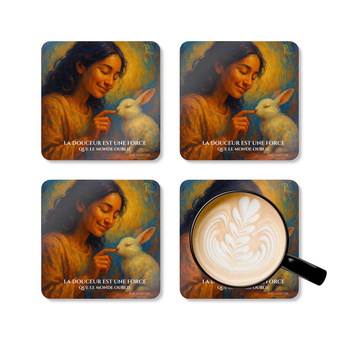 La Douceur Est Une Force - Artistic Cork Coaster Set