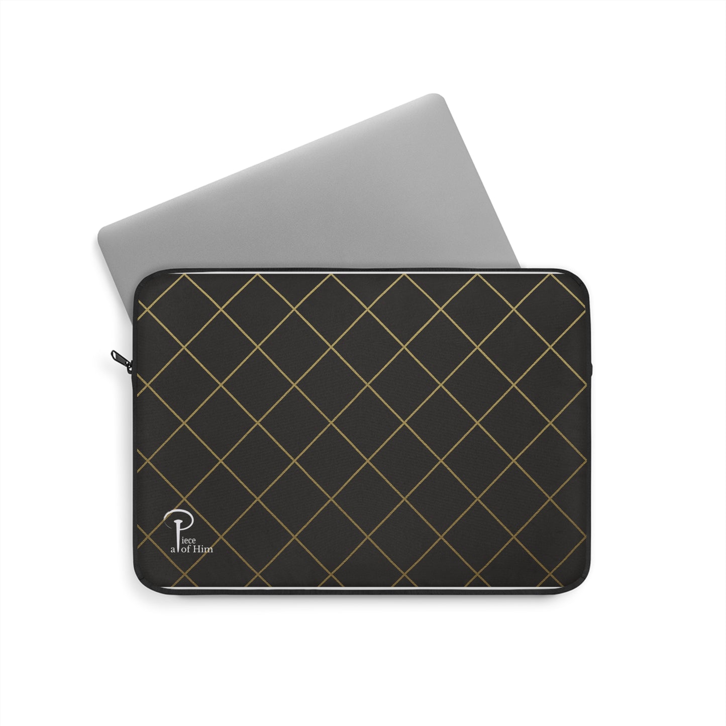Elegant Black and Gold Laptop Sleeve - black