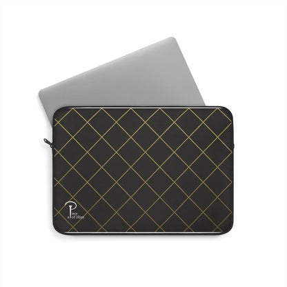 Elegant Black and Gold Laptop Sleeve - black