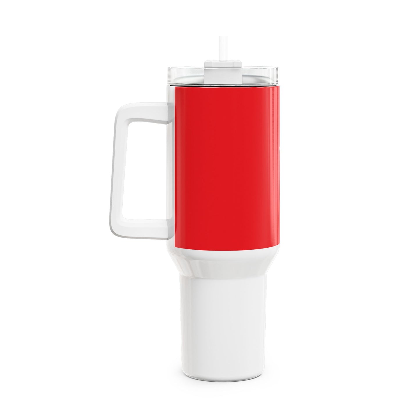 Stylish 40oz Tumbler with Straw - red & white
