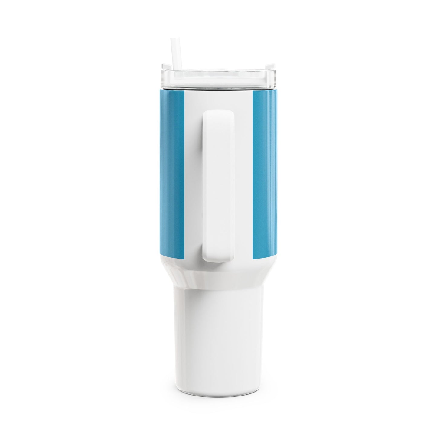 Stylish 40oz Tumbler with Straw - turquoise & white