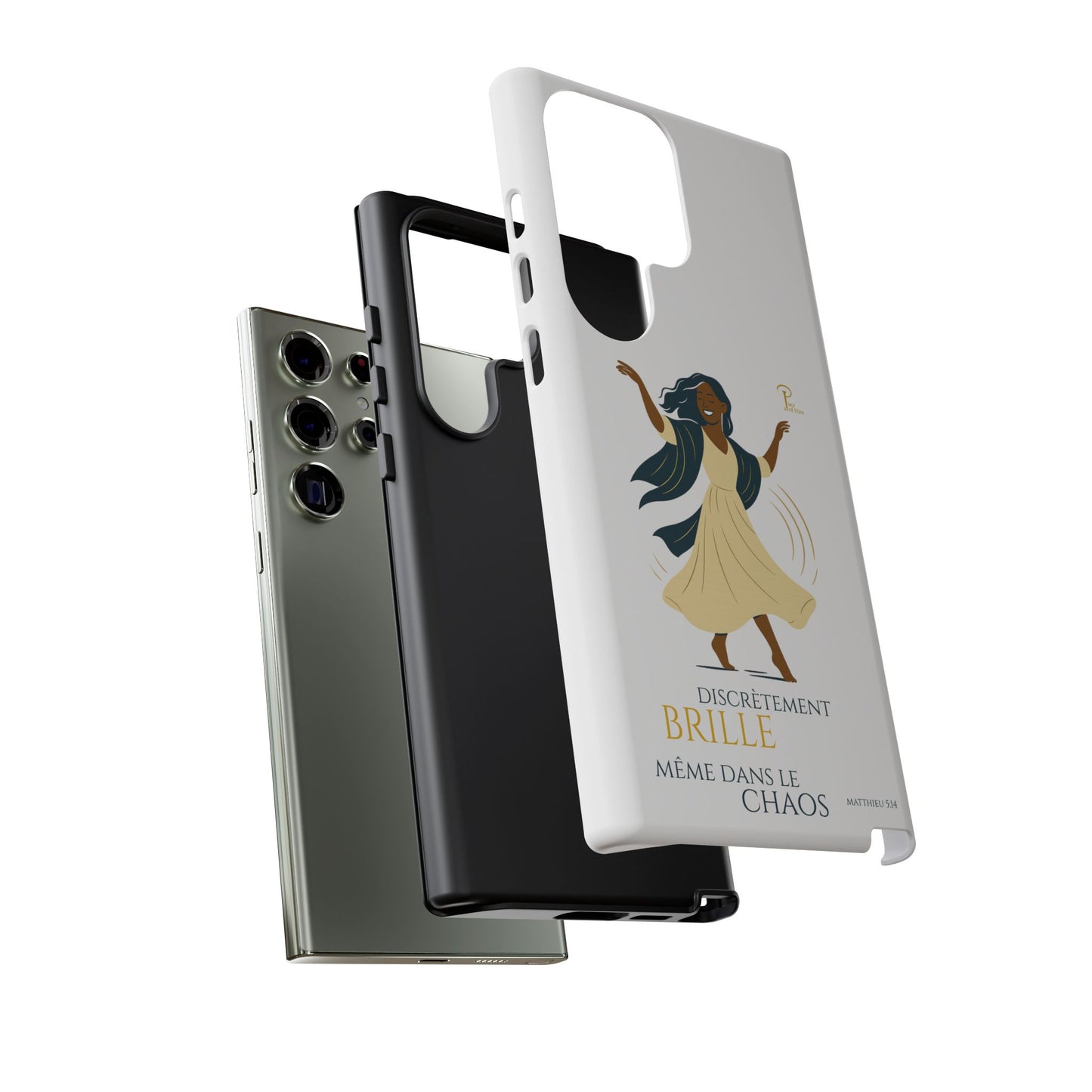 Brille discrètement - Chic Phone Case with a woman dancing - white