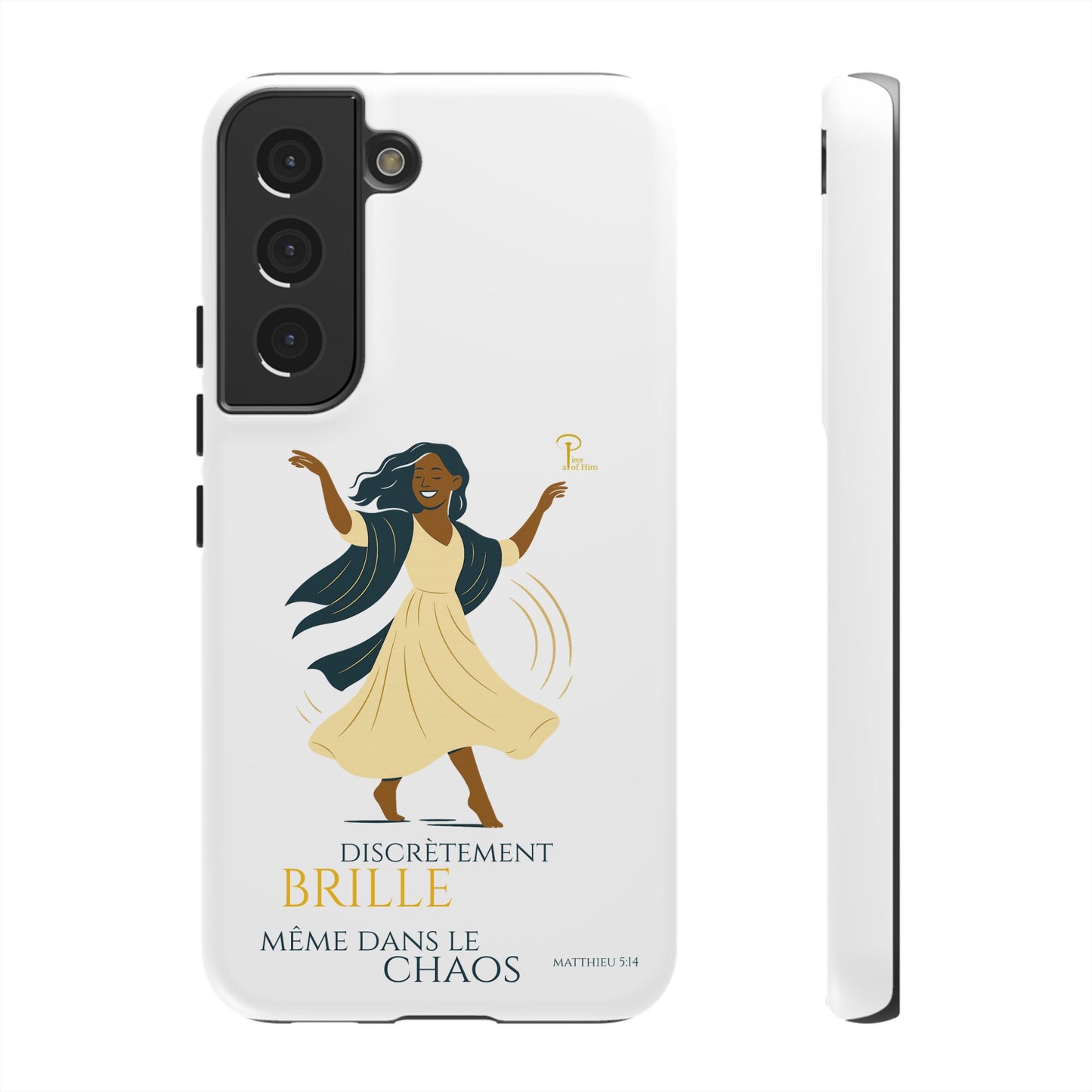 Brille discrètement - Chic Phone Case with a woman dancing - white