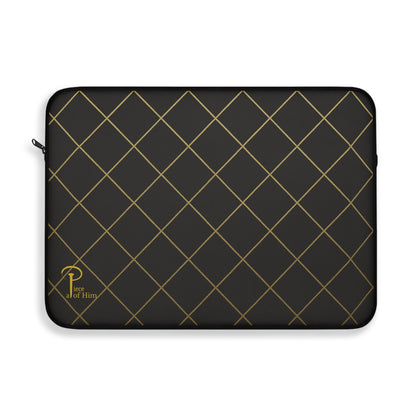 Elegant Black and Gold Laptop Sleeve - black & golden logo