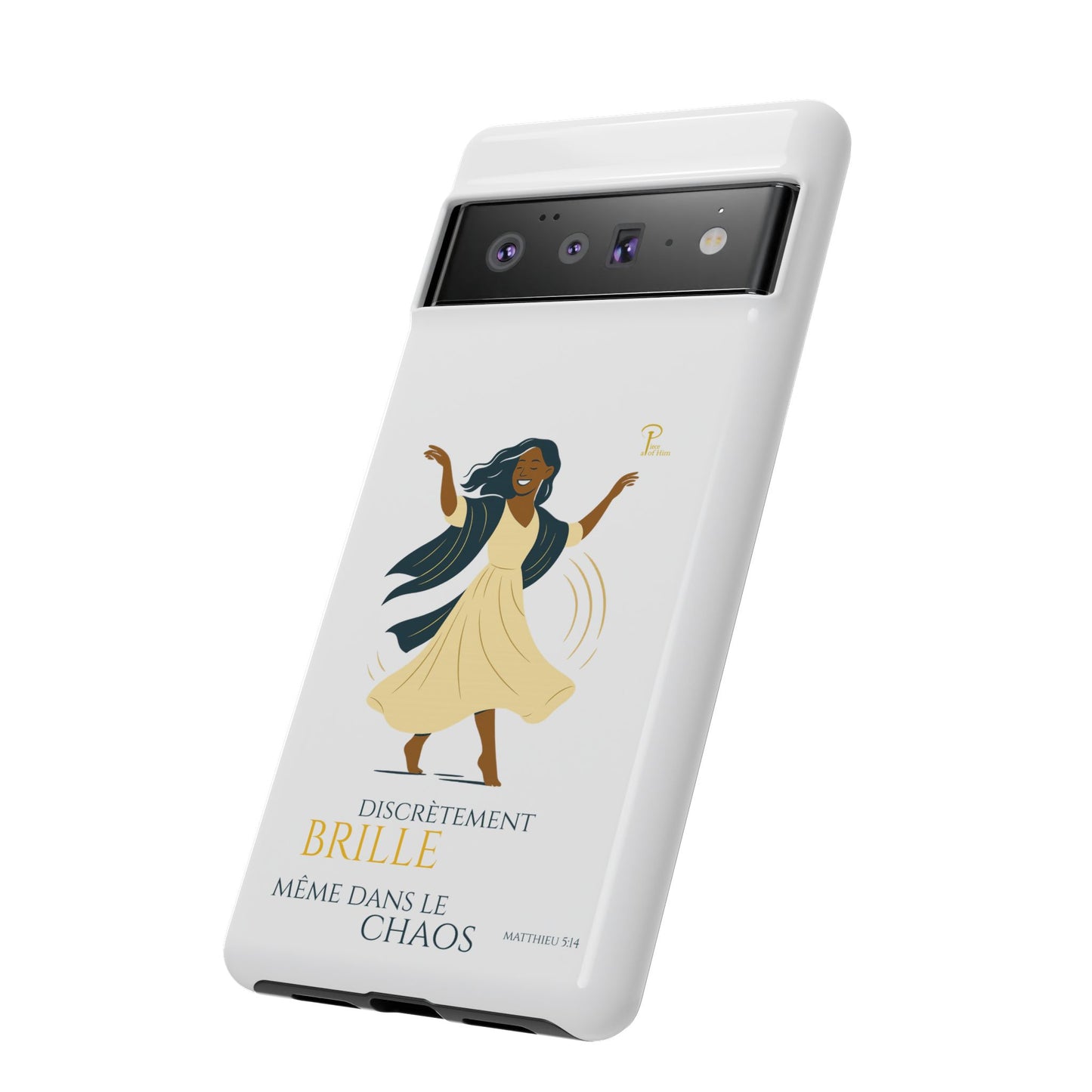 Brille discrètement - Chic Phone Case with a woman dancing - white