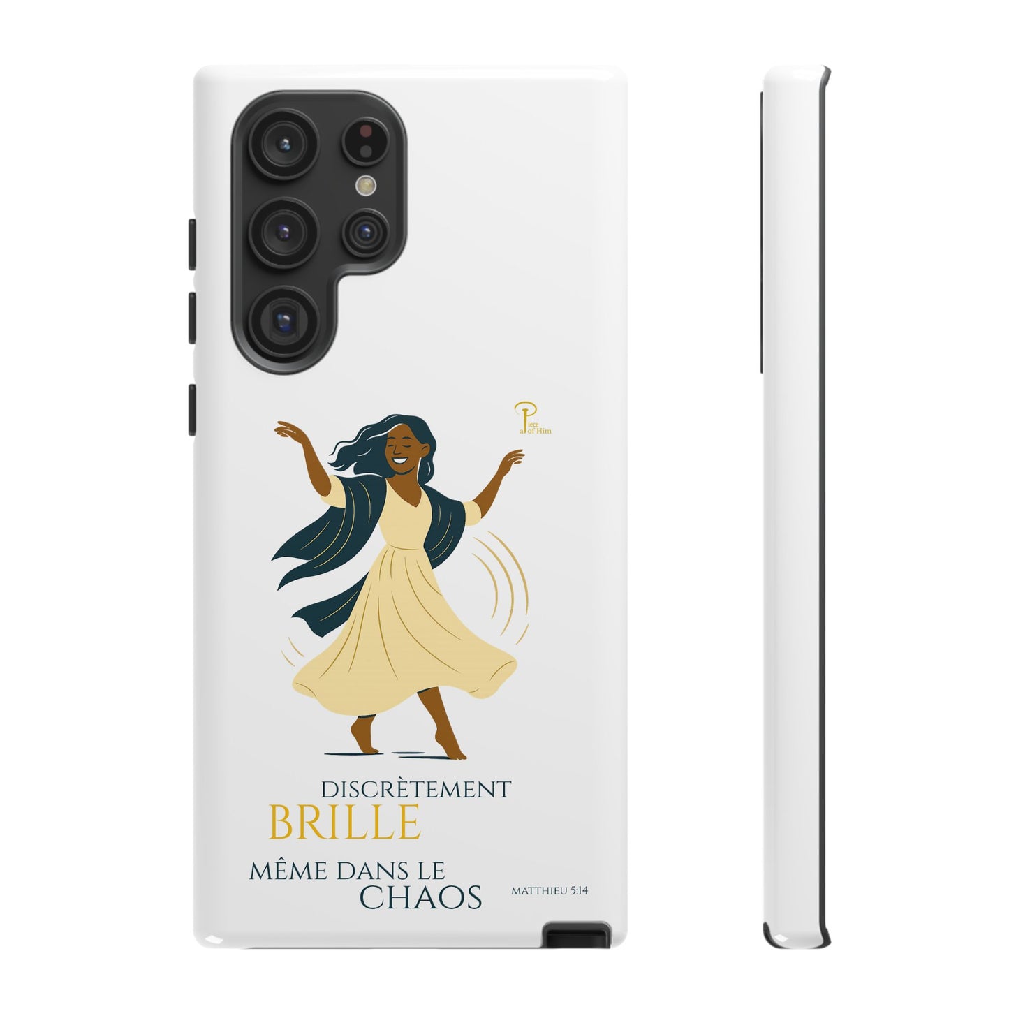 Brille discrètement - Chic Phone Case with a woman dancing - white