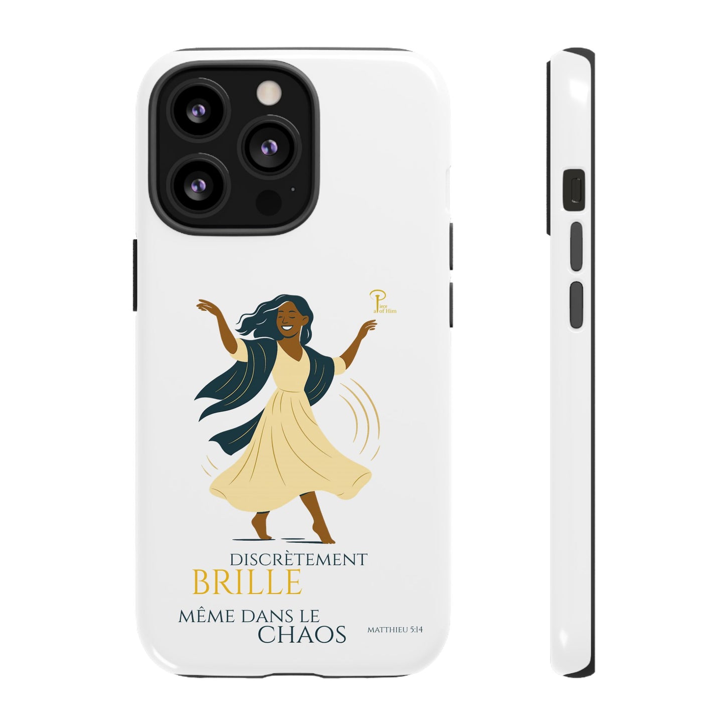 Brille discrètement - Chic Phone Case with a woman dancing - white