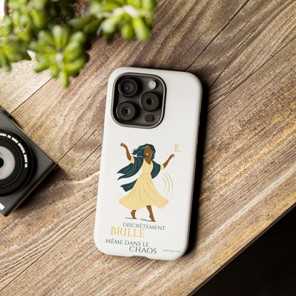 Brille discrètement - Chic Phone Case with a woman dancing - white