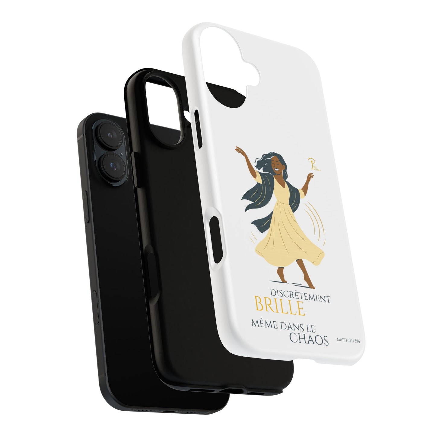 Brille discrètement - Chic Phone Case with a woman dancing - white